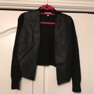 Banana Republic pleather and knit crop cardigan XS